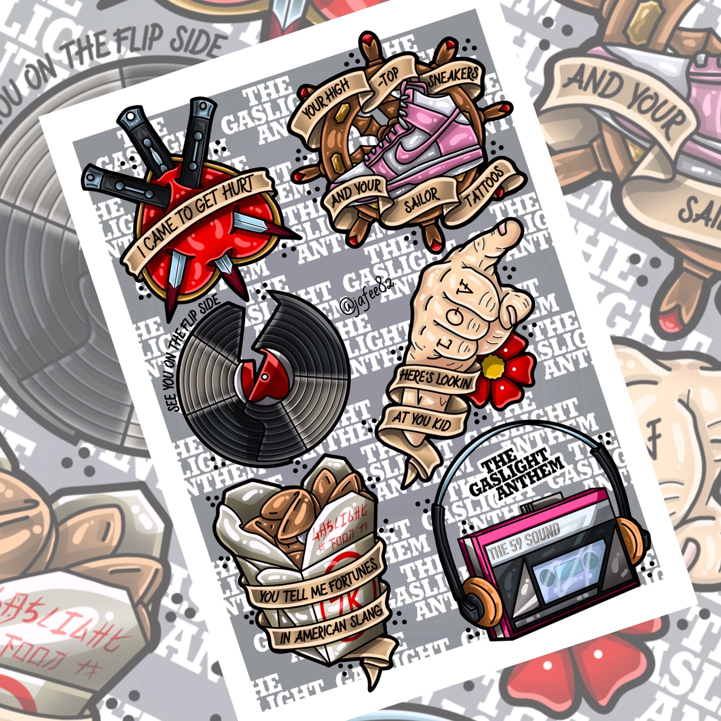 The Gaslight Anthem Inspired Tattoo Flash Sheet